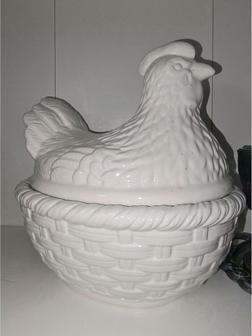 White Ceramic Hen on Nest